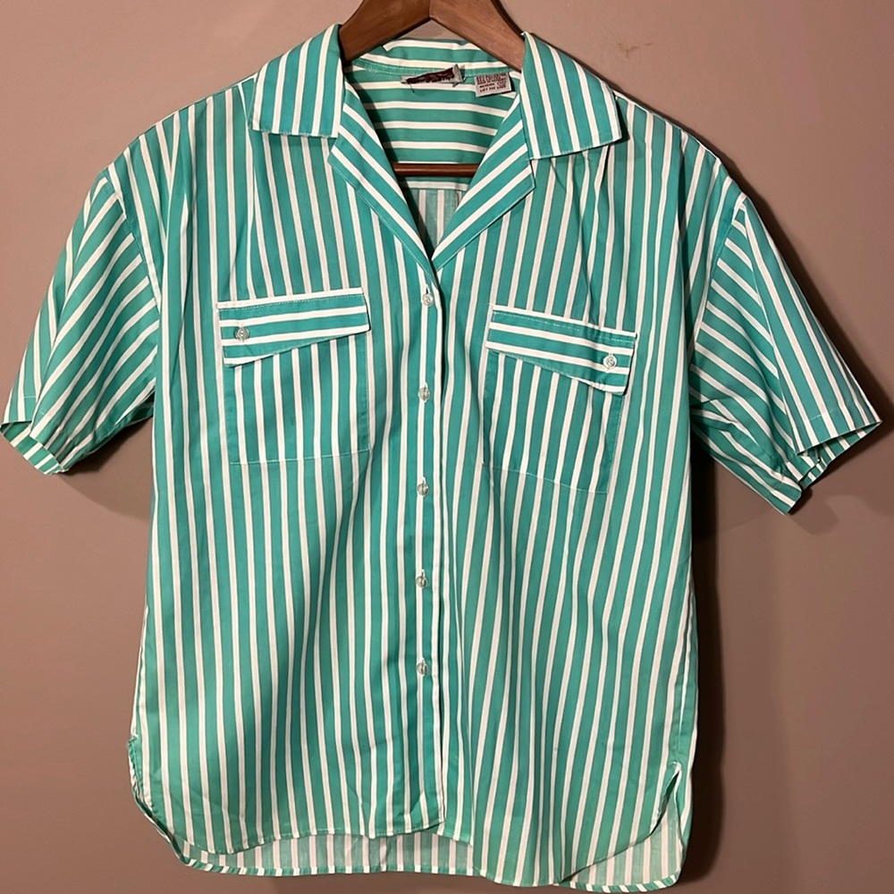 Vintage Grand Design striped button-down womens size 10 blouse
